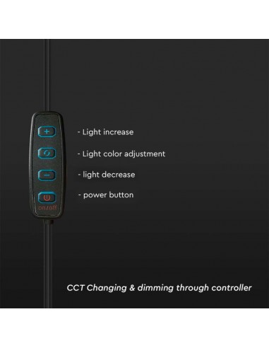 23048-Lampada ad Anello  cm per Selfie e Riprese Video con Treppiede da Tavolo inclusa Pulsantiera e  Supporto per Telefono CCT 