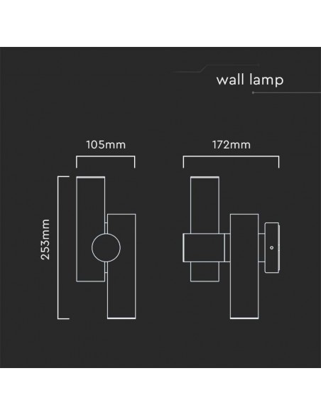 23049-xFaretti LED Da Muro  con Doppio Fascio Luminoso Regolabile a  Colore Nero  IP-3