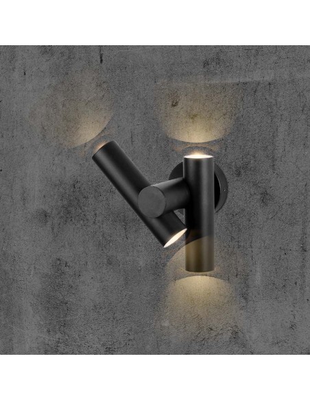 23049-xFaretti LED Da Muro  con Doppio Fascio Luminoso Regolabile a  Colore Nero  IP-5