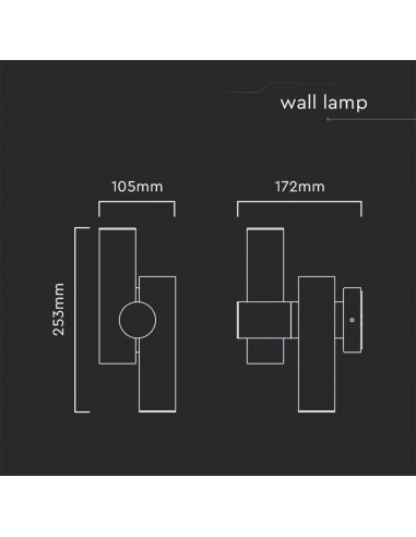 23050-xFaretti LED Da Muro  con Doppio Fascio Luminoso Regolabile a  Colore Bianco  IP-3