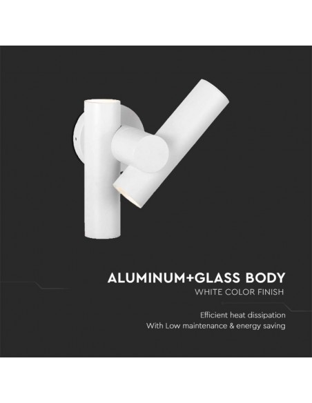 2*Faretti LED Da Muro 6W con Doppio Fascio Luminoso Regolabile a 360° Bianco 4000K IP44