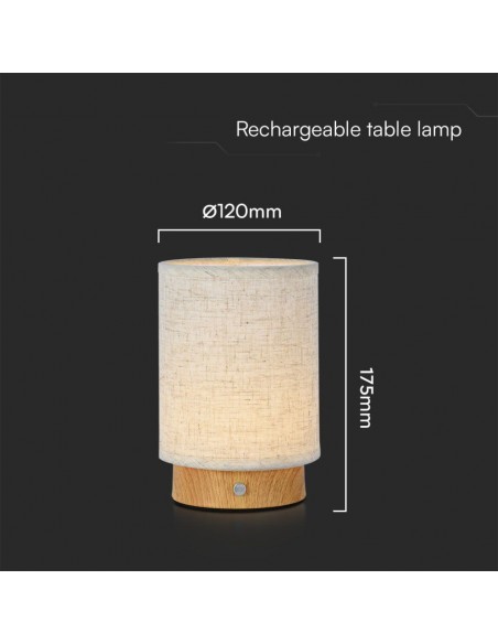 23090-Lampada LED da Tavolo  xmm Colore Beige Ricaricabile con USB C Touch Dimmerabile -3