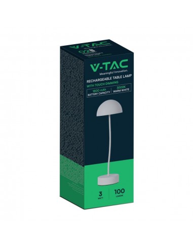 23092-Lampada LED da Tavolo  Colore Bianco ricaricabile con USB C Touch Dimmerabile -2