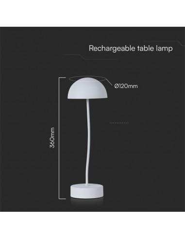 23092-Lampada LED da Tavolo  Colore Bianco ricaricabile con USB C Touch Dimmerabile -3