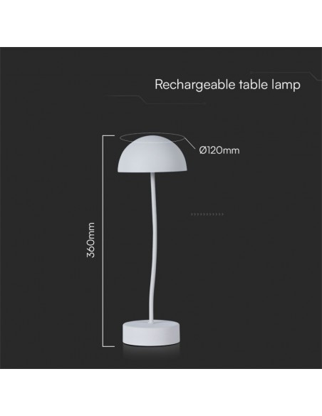 23092-Lampada LED da Tavolo  Colore Bianco ricaricabile con USB C Touch Dimmerabile -3