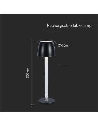 23094-Lampada LED da Tavolo  Colore Nero e Trasparente Ricaricabile con USB C Touch Dimmerabile -3