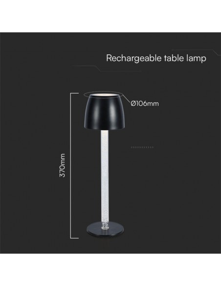 23094-Lampada LED da Tavolo  Colore Nero e Trasparente Ricaricabile con USB C Touch Dimmerabile -3
