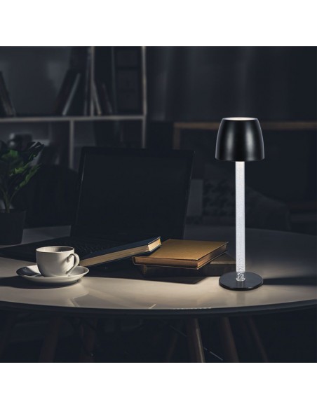23094-Lampada LED da Tavolo  Colore Nero e Trasparente Ricaricabile con USB C Touch Dimmerabile -4