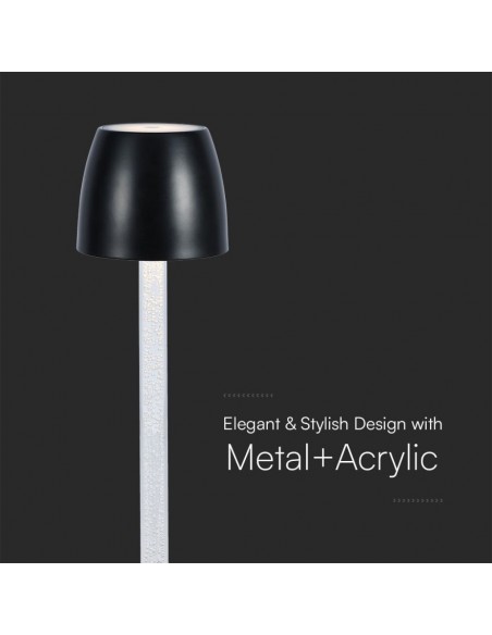 23094-Lampada LED da Tavolo  Colore Nero e Trasparente Ricaricabile con USB C Touch Dimmerabile -6