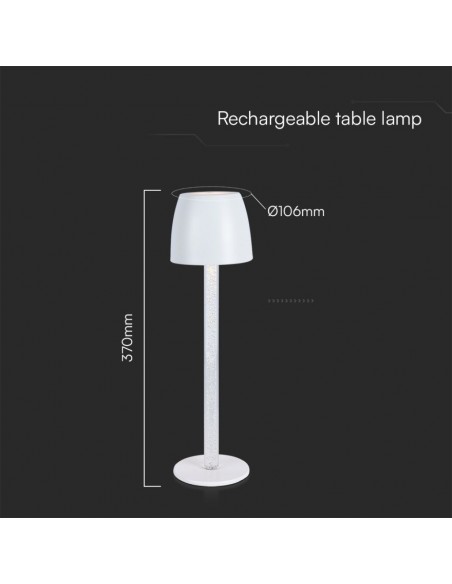 23095-Lampada LED da Tavolo  Colore Bianco e Trasparente Ricaricabile con USB C Touch Dimmerabile -3