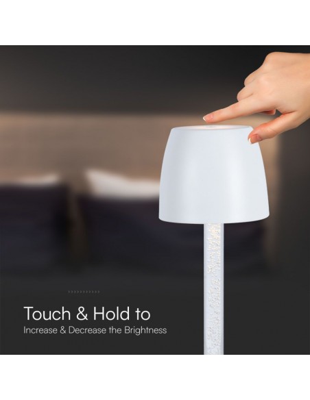 23095-Lampada LED da Tavolo  Colore Bianco e Trasparente Ricaricabile con USB C Touch Dimmerabile -7