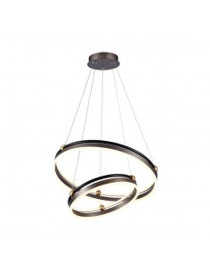 23096-Lampadario LED a Sospensione con  Cerchi  in Metallo Colore Caffè d cm h cm -1