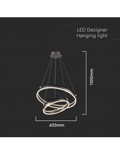 23096-Lampadario LED a Sospensione con  Cerchi  in Metallo Colore Caffè d cm h cm -1 2