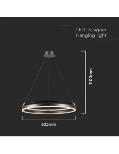 23097-Lampadario LED a Sospensione Circolare  in Metallo Colore Caffè d cm h cm -1 2