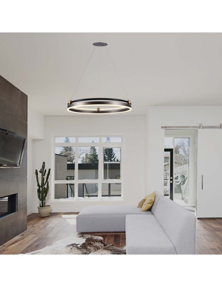 23097-Lampadario LED a Sospensione Circolare  in Metallo Colore Caffè d cm h cm -5