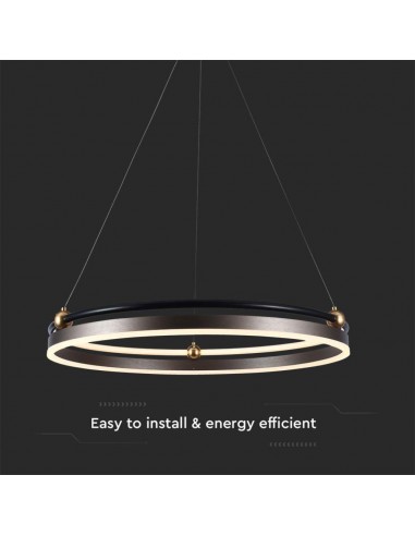 23097-Lampadario LED a Sospensione Circolare  in Metallo Colore Caffè d cm h cm -6