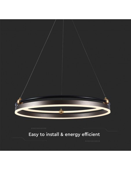 23097-Lampadario LED a Sospensione Circolare  in Metallo Colore Caffè d cm h cm -6