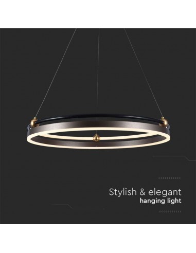 23097-Lampadario LED a Sospensione Circolare  in Metallo Colore Caffè d cm h cm -7
