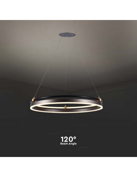 Lampadario LED a Sospensione Circolare 30W in Metallo Caffè d: 62.5cm h: 110cm 3000K
