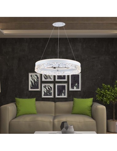 23099-Lampadario LED a Sospensione Circolare  in Metallo Colore Bianco  -3