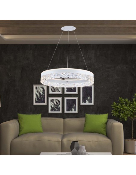 23099-Lampadario LED a Sospensione Circolare  in Metallo Colore Bianco  -3