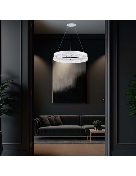 23099-Lampadario LED a Sospensione Circolare  in Metallo Colore Bianco  -5