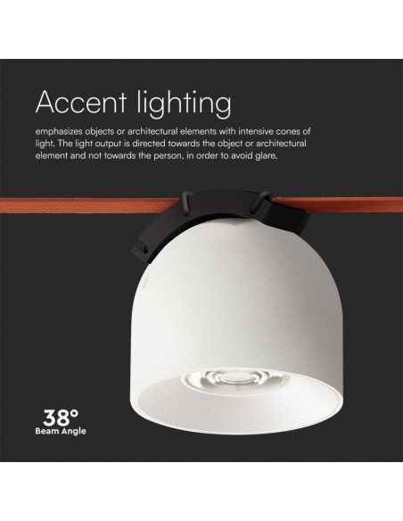 Faretto LED COB da Binario in Tessuto Magnetico 12W 38° Bianco 3000K