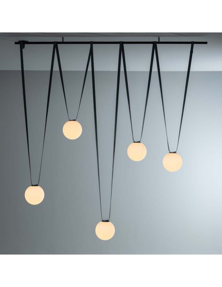 23108-Lampada LED da Binario  Sferica Opale Colore Nero -7