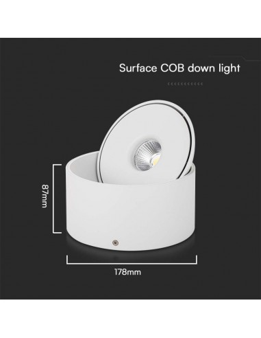 23157-Faretto LED COB da Incasso Rotondo  Inclinabile Colore Bianco in-3