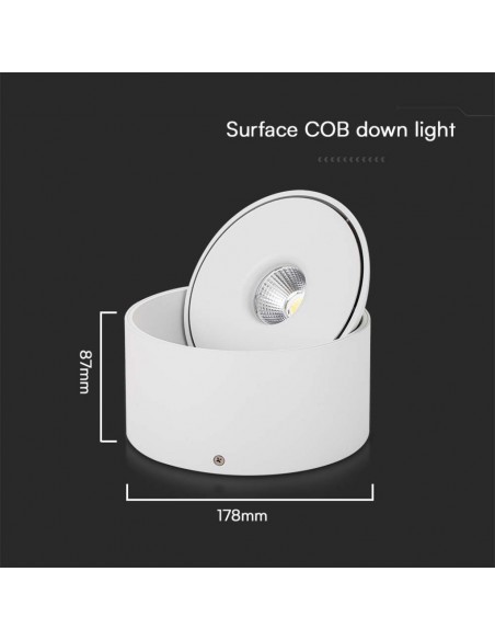 23157-Faretto LED COB da Incasso Rotondo  Inclinabile Colore Bianco in-3