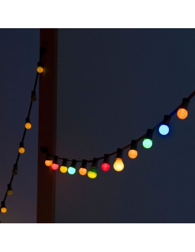 23159-Catenaria m con  Lampadine mini Globo LED x RGB con Telecomando e Adattatore IP-4