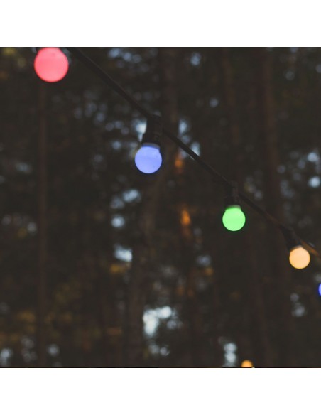 23159-Catenaria m con  Lampadine mini Globo LED x RGB con Telecomando e Adattatore IP-5