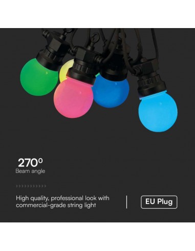 23159-Catenaria m con  Lampadine mini Globo LED x RGB con Telecomando e Adattatore IP-6