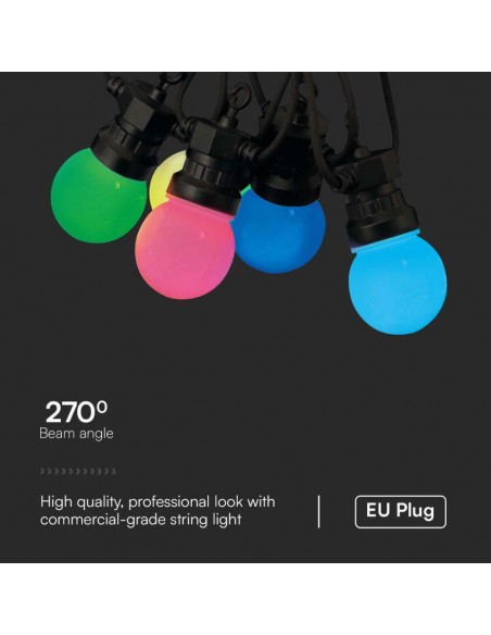 23159-Catenaria m con  Lampadine mini Globo LED x RGB con Telecomando e Adattatore IP-6