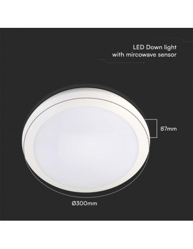 23160-Plafoniera LED Rotonda  con Sensore Microonde d mm h mm CCT Regolabile -3