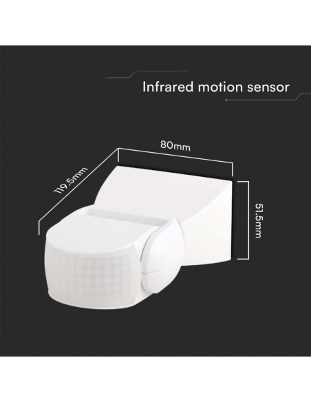 23161-Sensore di Movimento a Infrarossi   Montaggio a Parete Colore Bianco -3