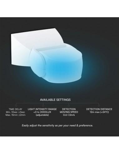 23161-Sensore di Movimento a Infrarossi   Montaggio a Parete Colore Bianco -6