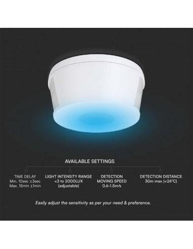 23162-Sensore di Movimento a Infrarossi  Rilevamento a  Montaggio a Plafone Colore Bianco-6