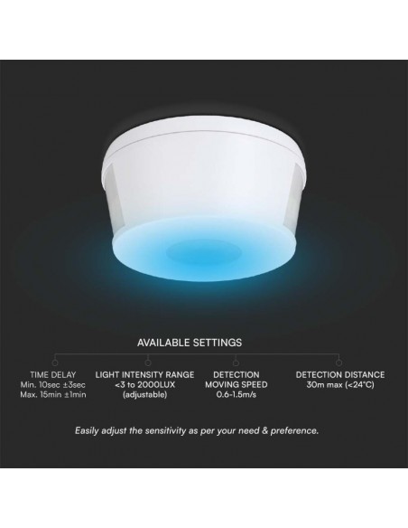 23162-Sensore di Movimento a Infrarossi  Rilevamento a  Montaggio a Plafone Colore Bianco-6