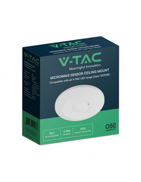 23163-Sensore di Movimento a Microonde  Rilevamento a  Montaggio a Plafone Colore Bianco-2