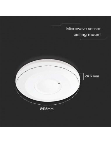 23163-Sensore di Movimento a Microonde  Rilevamento a  Montaggio a Plafone Colore Bianco-3
