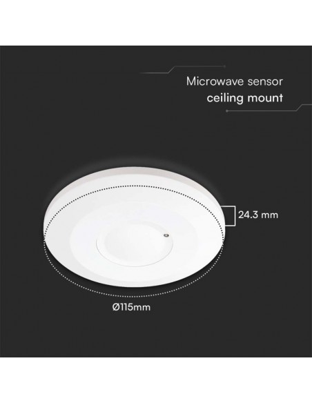23163-Sensore di Movimento a Microonde  Rilevamento a  Montaggio a Plafone Colore Bianco-3