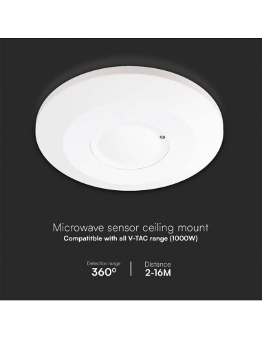 23163-Sensore di Movimento a Microonde  Rilevamento a  Montaggio a Plafone Colore Bianco-6