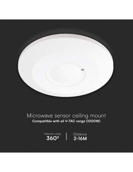 23163-Sensore di Movimento a Microonde  Rilevamento a  Montaggio a Plafone Colore Bianco-6