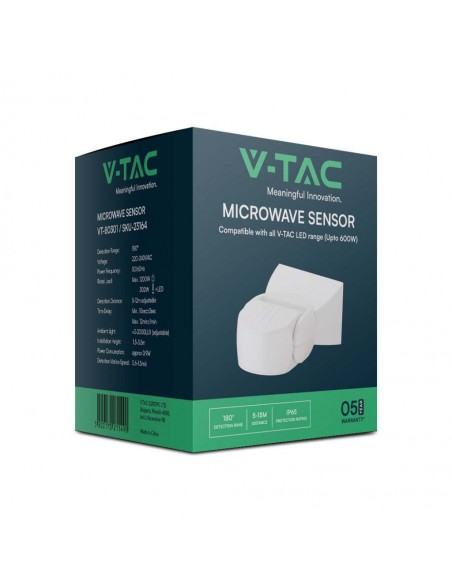 23164-Sensore di Movimento a microonde   Montaggio a Parete Colore Bianco -2