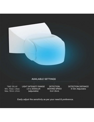 23164-Sensore di Movimento a microonde   Montaggio a Parete Colore Bianco -6