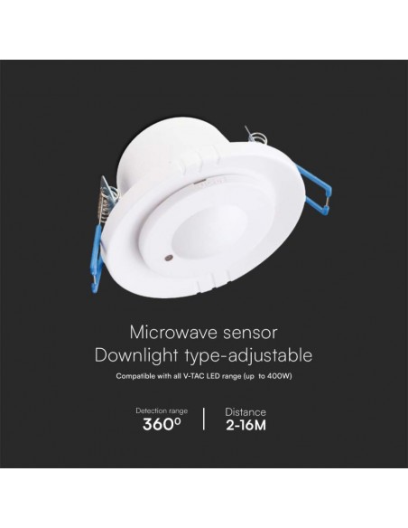 23165-Sensore di Movimento a Microonde   Orientabile Montaggio a Incasso Colore Bianco-5