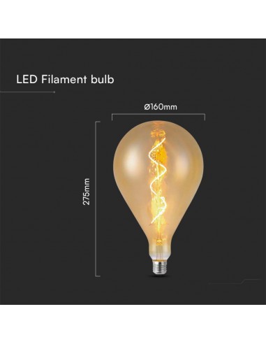 23166-Lampadina LED E  A Filamento a Spirale con Vetro Ambrato -2