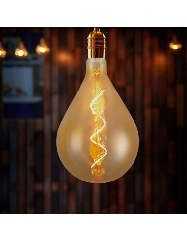 23166-Lampadina LED E  A Filamento a Spirale con Vetro Ambrato -3