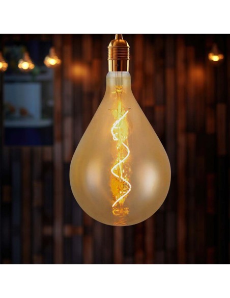 23166-Lampadina LED E  A Filamento a Spirale con Vetro Ambrato -3